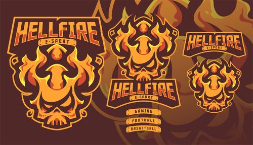 Hellfire fire monster gaming mascot logo vector