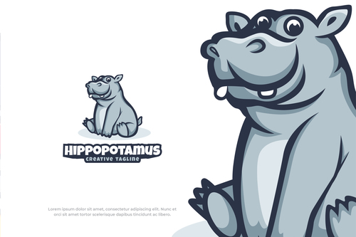 Hippopotamus logo design vector