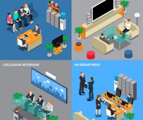 Human resource management isometric people vector