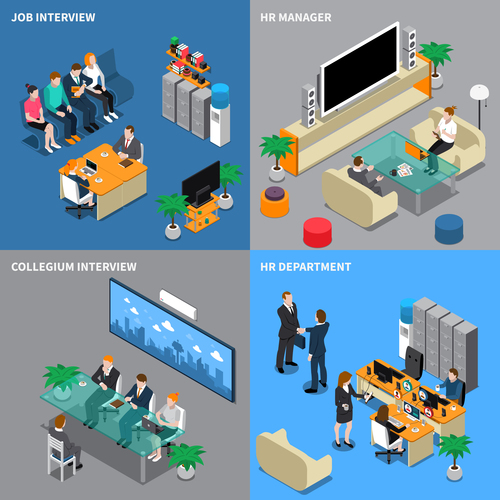 Human resource management isometric people vector