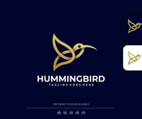 Hummingbird line art logo vector