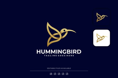 Hummingbird line art logo vector