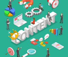 Isometric business cartoon illustration vector