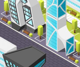 Isometric futuristic architecture background vector