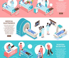 Isometric hospital horizontal banners vector