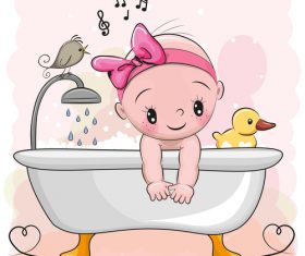 Kid cartoon vector in bathtub