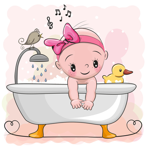 Kid cartoon vector in bathtub