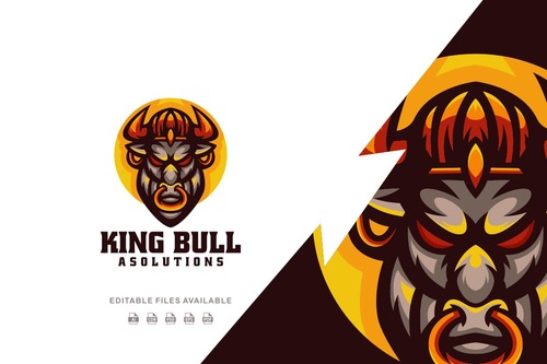 King bull color mascot logo vector