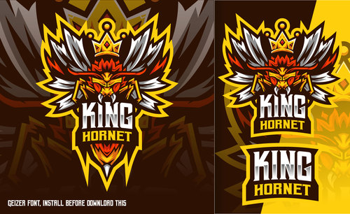 King hornet bee esport logo vector
