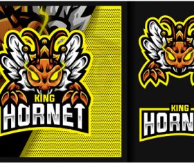 King hornet mascot gaming logo vector
