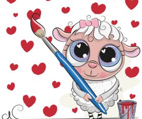 Lamb painter cartoon vector