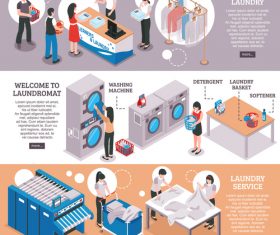Laundry horizontal banners vector