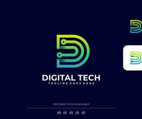 Leader digital tech gradient logo vector