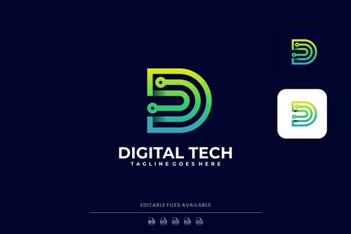 Leader digital tech gradient logo vector