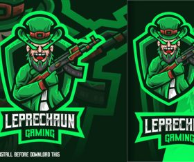 Leprechaun gaming green esport logo vector