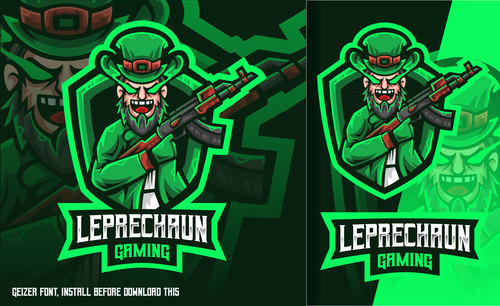 Leprechaun gaming green esport logo vector
