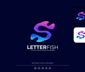 Letter with fish gradient logo vector