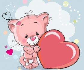 Little lion and heart vector