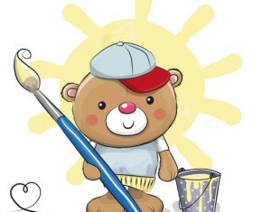 Little painter cartoon illustration vector