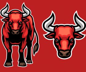 Mascot of big bull in set vector