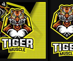 Mascot tiger mucle sport logo vector