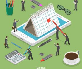 Mobile calendar cartoon illustration vector