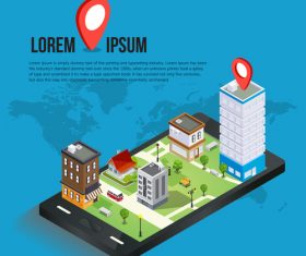 Mobile phone positioning concept design vector