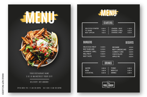 Modern menu restaurant grill vector