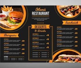 Modern restaurant menu fast food vector