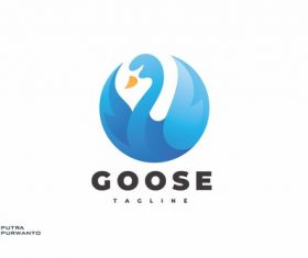 Modern swan goose wing logo design vector