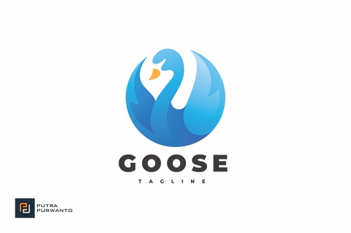 Modern swan goose wing logo design vector