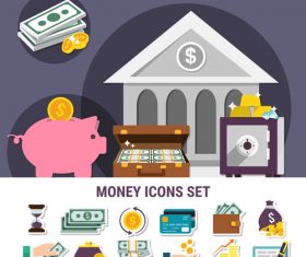 Money icon set vector