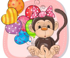 Monkey and balloon cartoon vector