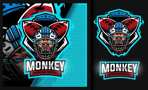 Monkey rugby mascot sport football logo vector