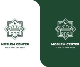 Moslem mosque islamic center logo vector