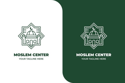 Moslem mosque islamic center logo vector