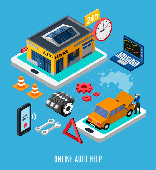 Online auto help vector