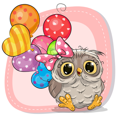 Owl and balloon cartoon vector