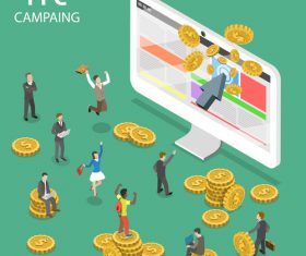 PPC campaing cartoon illustration vector