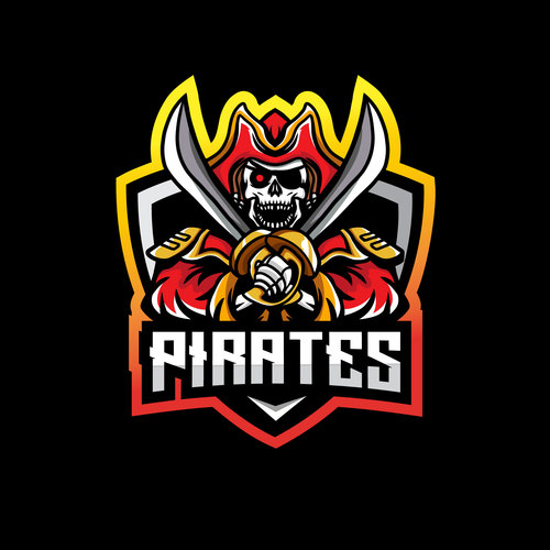 Pirates skull esport logo vector