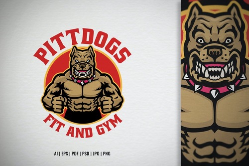 Pittdog muscle fit sport logo vector