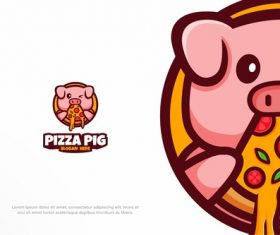 Pizza pig fast food restaurant logo vector