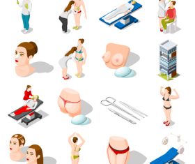 Plastic surgery icons vector