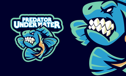 Predator under water logo vector