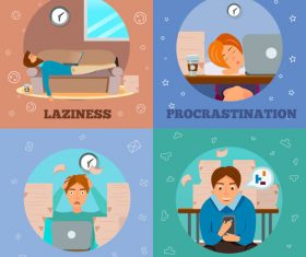 Procrastination characters vector