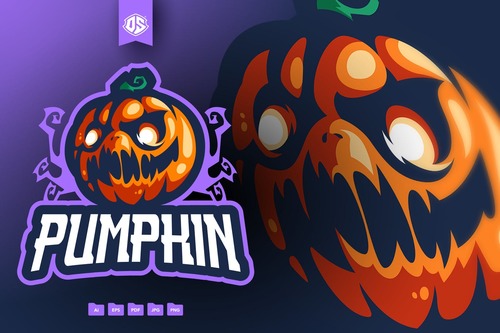 Pumpkin head mascot logo vector