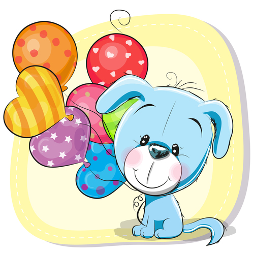 Puppy and balloon cartoon vector