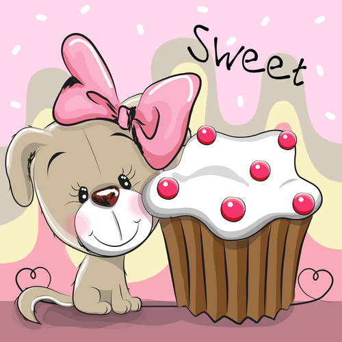 Puppy and cake vector