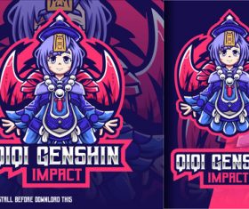 Qiqi cute vampire genshin impact esport logo vector