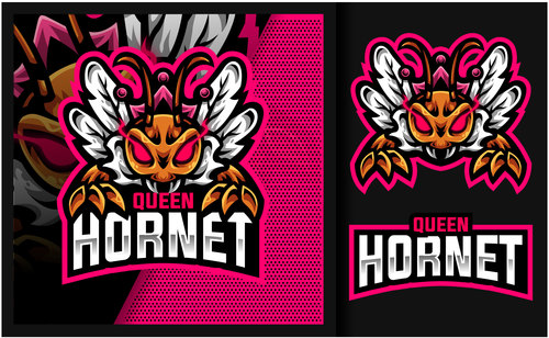 Queen hornet mascot gaming logo vector